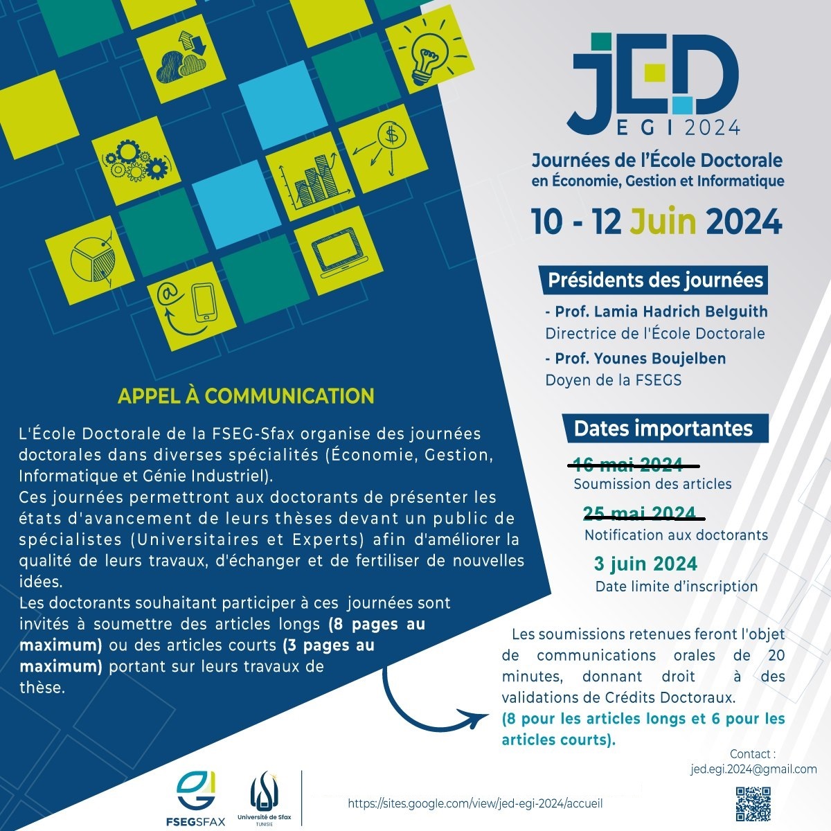 Extension des dates de soumission pour les journées Journée de l'Ecole Doctorale en Economie, Gestion et Informatique